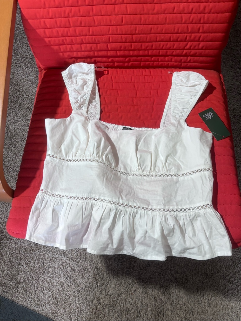 wild fable White Eyelet Peplum Tank Top